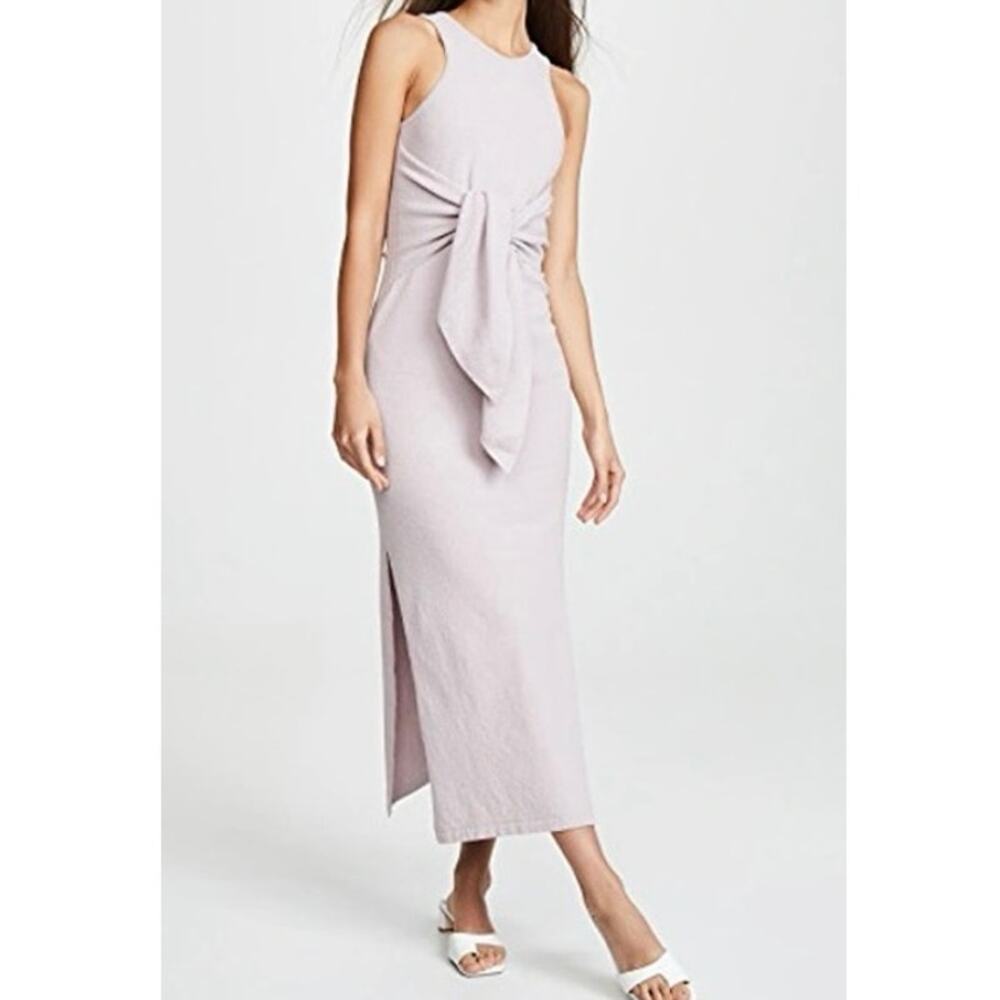 Nanushka Terry Knit Mame Dress Maxi Tie Front Sleeveless Purple Lilac Medium